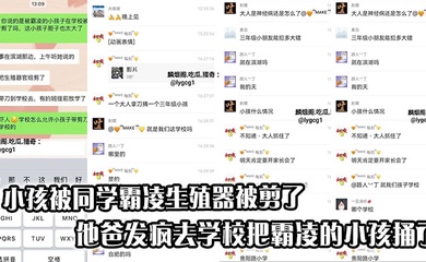 【吃瓜】合肥滨湖那边一个小孩被同学霸凌生殖器被剪了，他爸发疯去学校把霸凌的小孩捅了